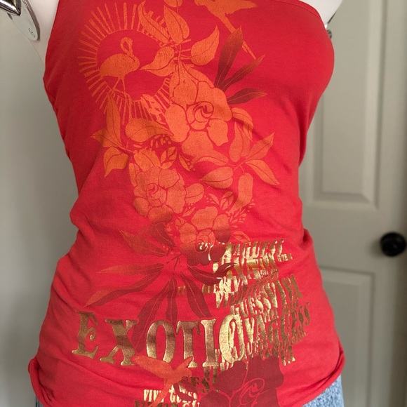 Vintage Guess Red Floral One-Shoulder Tank Top - Picture 6 of 15